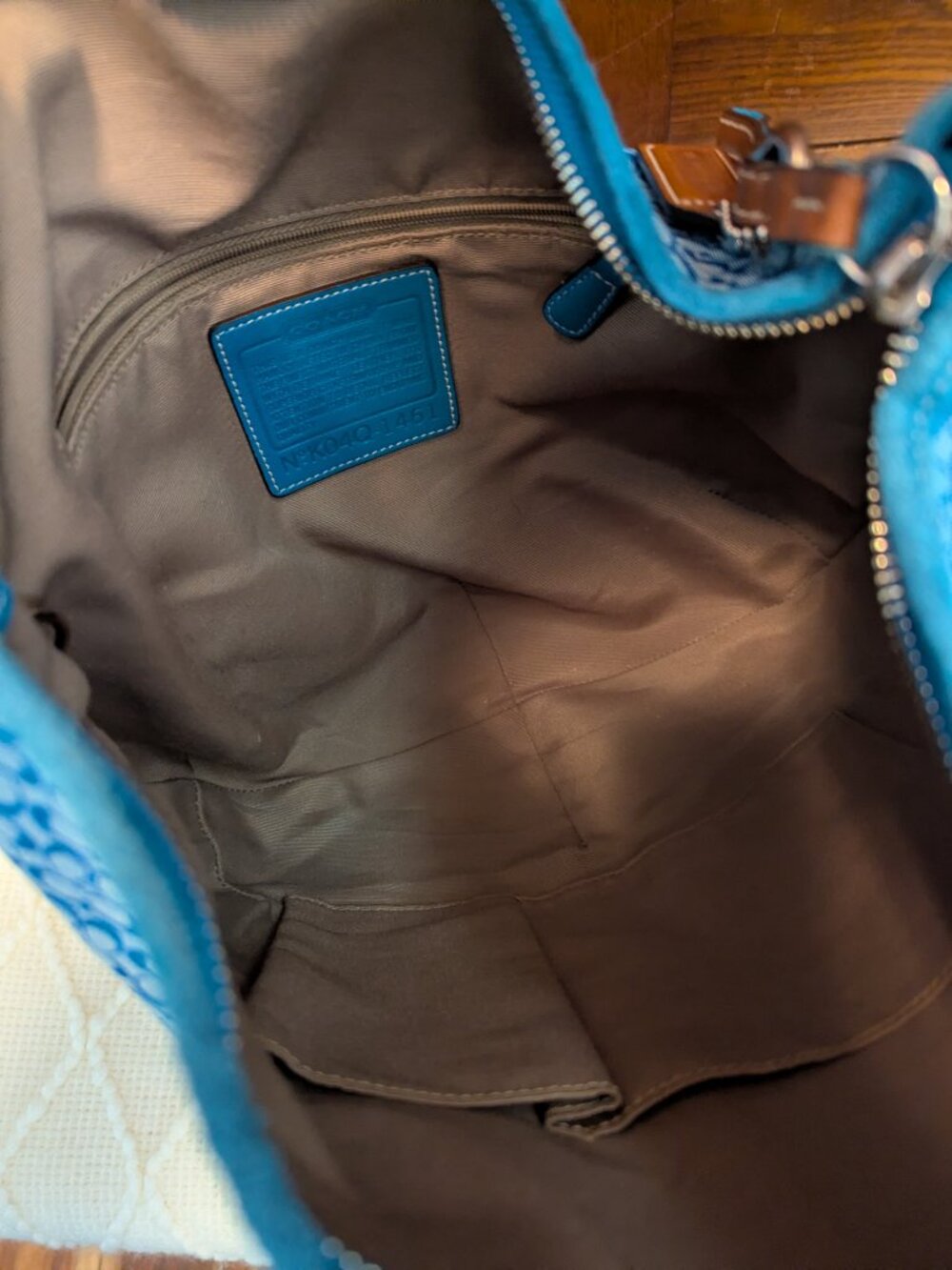 Coach Blue Signature Suede Hobo Bag #1461 - Picture 14 of 14